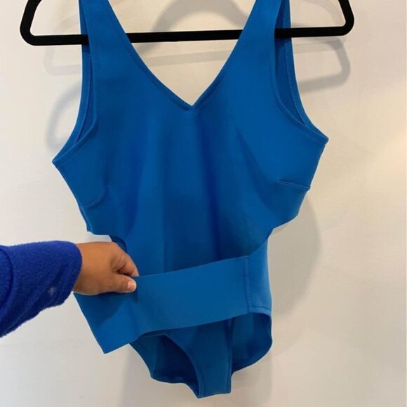 Venus neoprene swimsuit. Size 14. Cobalt blue. Cut out sides. Thick belt. New! - Picture 7 of 9
